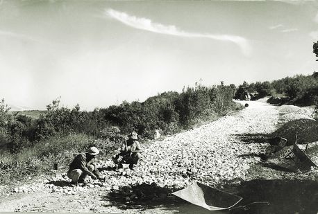Preparing infrastructure for an access road to Biranit, 1963. KKL-JNF Photo Archive