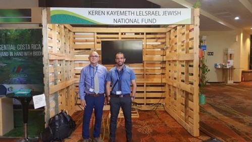 Efi Naim (right) and Yahel Porat at KKL booth. Photo: KKL-JNF