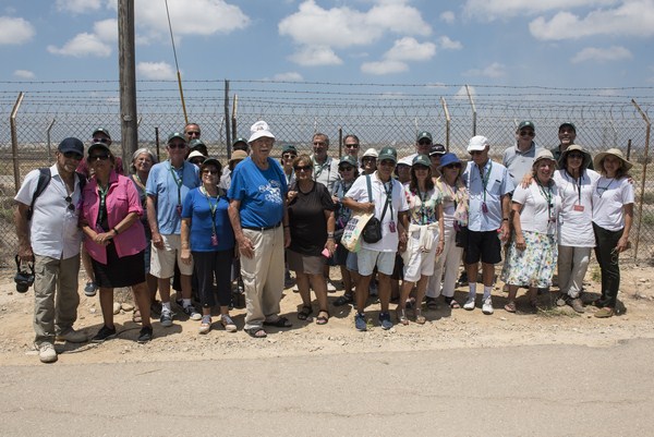 KKL France delegation at the Kibbutz Nahal Oz security fence. Photo: Dennis Zinn