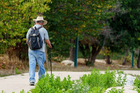 A hiker walks along the Path of the Sages in 2019. Photo: KKL-JNF Photo Archive