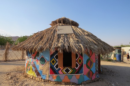 A hut in the model low-tech village in Ketura, which is powered by solar energy and uses bio-gas for heating and cooking. Photo by Yoav Devir