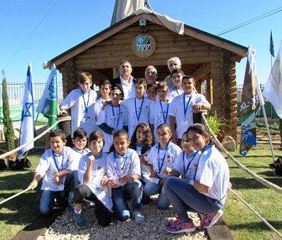 Fifth grade students in front of their new Green Leadership Classroom for the Marshan school in the Arab Israeli town of Shfaram in the Galillee. Photo: Tania Susskind