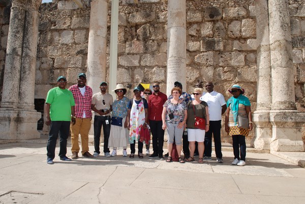 Group photo at the ancient city of Capernaum on the northern shore of the Kinneret (Sea of Galilee). Photo: Dennis Zinn