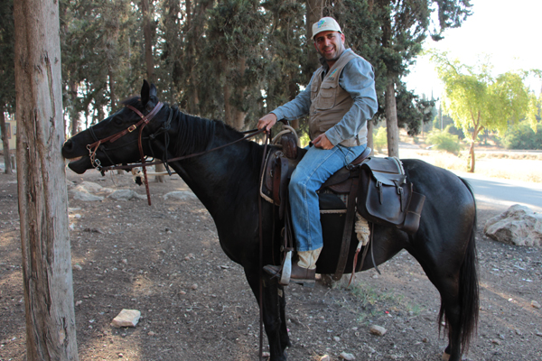 Ronen Bar and his horse. Photograph: Yoav Dvir