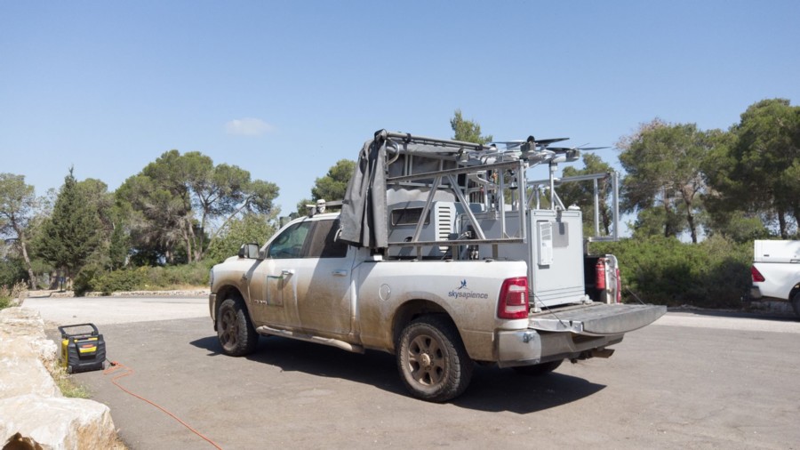 The tinshemet operates out of a 4x4 pickup truck, allowing its deployment on any terrain. Photo: Yoni Sheffer, KKL-JNF