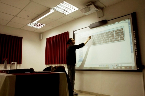 Smart-board in classroom at Nes Harim. Photo: Yaniv Schwartz